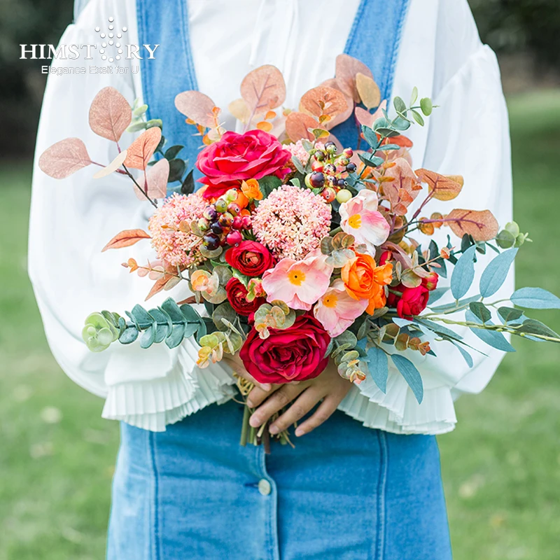 

HIMSTORY Retro European-style Forest Simulation Wedding Bride Holding Flowers Photography Props Wedding Bridal Bouquet