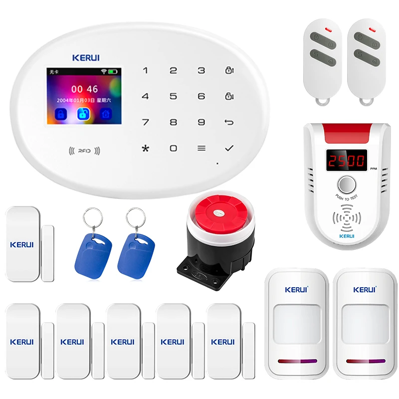 

KERUI WIFI GSM W20 Touch Keyboard Motion Sensors Wireless Alarm Home Smart Socket RFID Card APP Control Security Alarm System