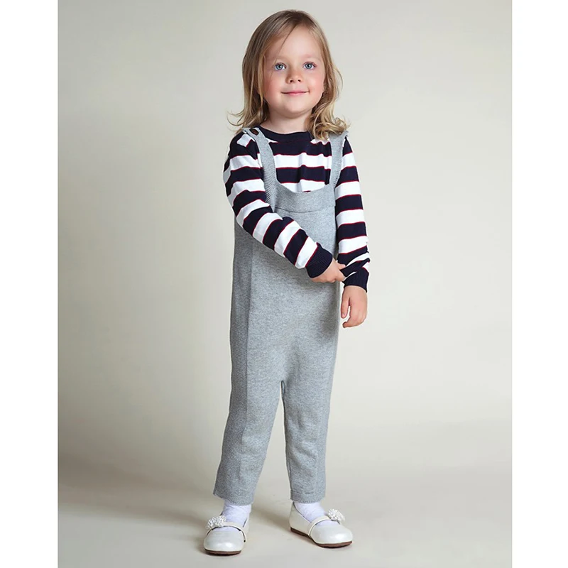 Baby Boy Girls Sweater Overalls 1-5Yrs Kids Spring Autumn Girl Pants Brand Children Cotton Knitted Pants Clothes