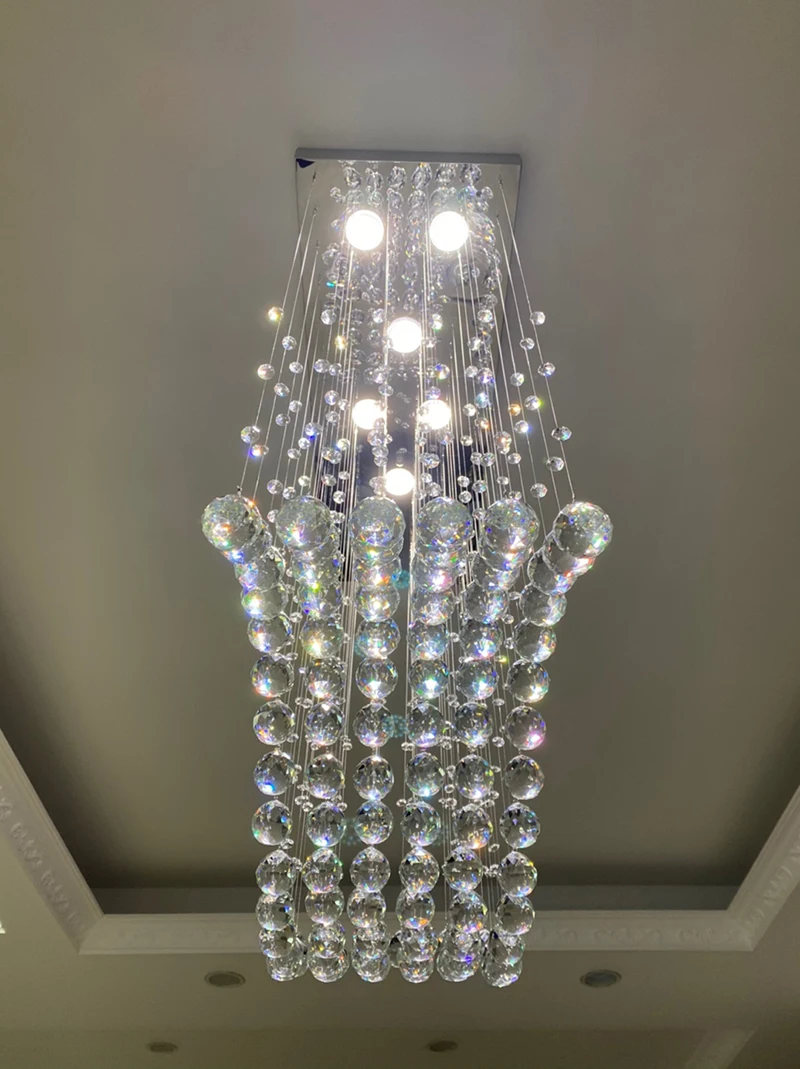 Modern LED Rectangle Living Room K9 Crystal Chandeliers Light Fixtures for Cafe Office Indoor Home Lamp Fixtures