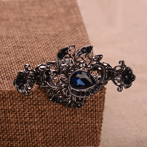 Peacock Blue Morkopela Винтажная заколка для волос с кристалами Краб Ювелирная Цветочная заколка в виде павлина Женская Банкетная шпилька аксессуары - Окраска металла: Peacock Blue