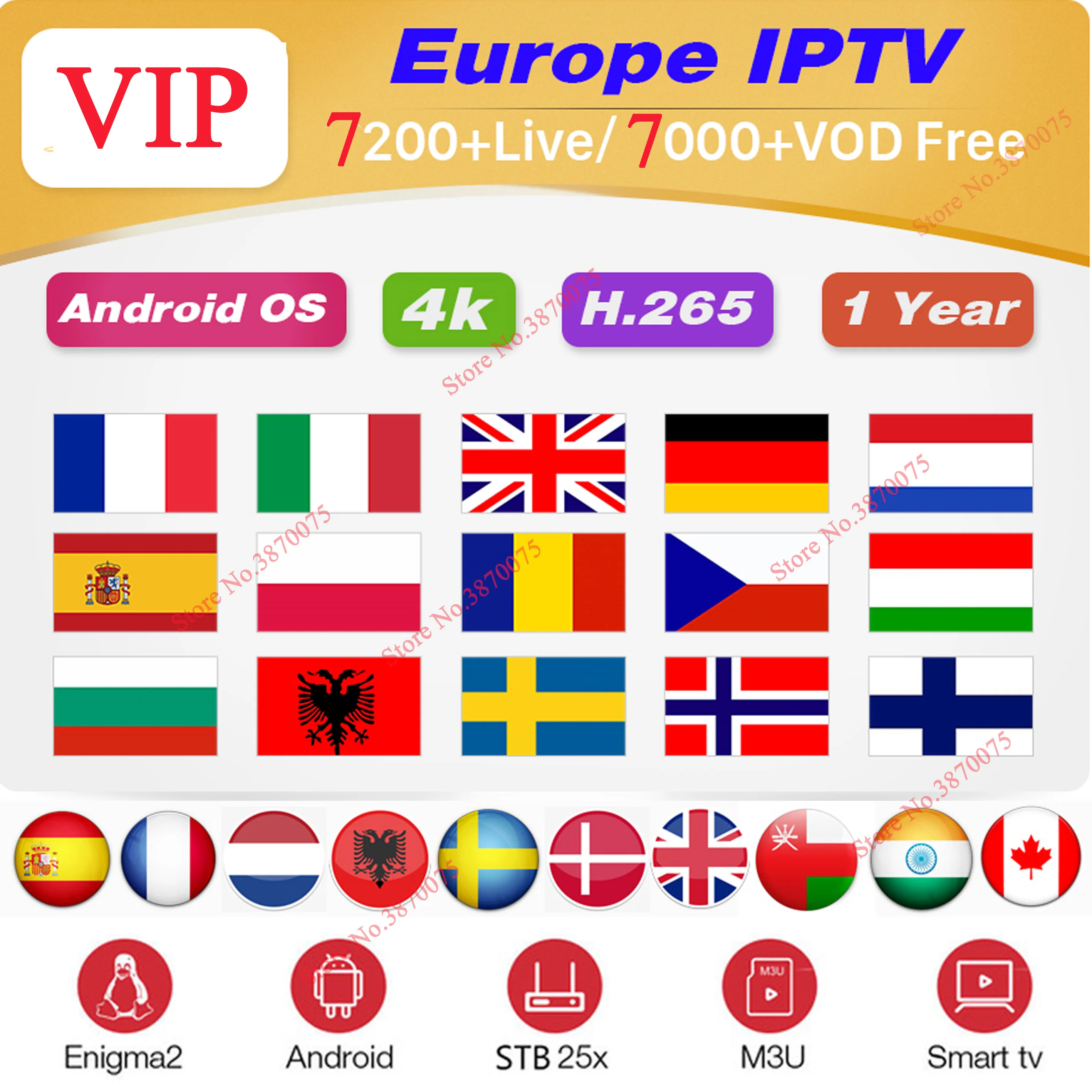 Французский Испанский Швеция голландский Польша iptv подписка 7000 LIVE& 7000 VOD Европа немецкий Великобритания арабский iptv с m3u android ios tv box
