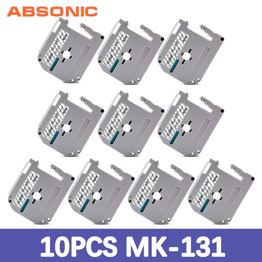 Absonic 10PCS MK121 Black on Clear M Tape MK-121 M-K121 Label MK-231 Tapes Compatible for Brother P-touch PT-80 Printer | Компьютеры и