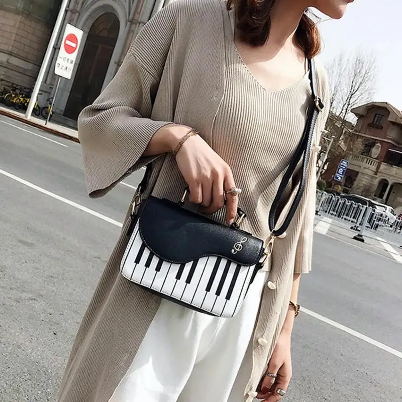 Cute Piano Pattern Fashion PU Leather Women Crossbody Shoulder Messenger Bag