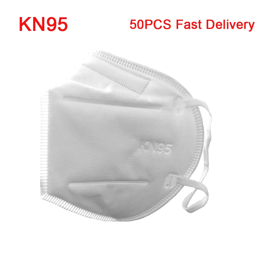 

50Pcs KN95 Disposable Mask 95% Filtration Soft & Breathable Face Masks Non-woven Fabric Protective Masks for Dust Pollution