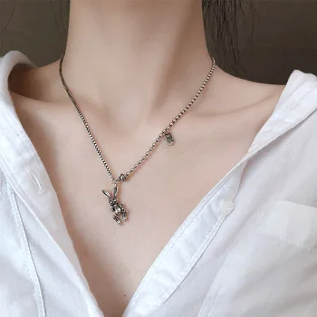 

925 Pure Thai Silver Necklace Choker For Men Or Women Vintage Mechanical Hip-hop Punk Rabbit Sweater Chain Fashion Fine Jewelry