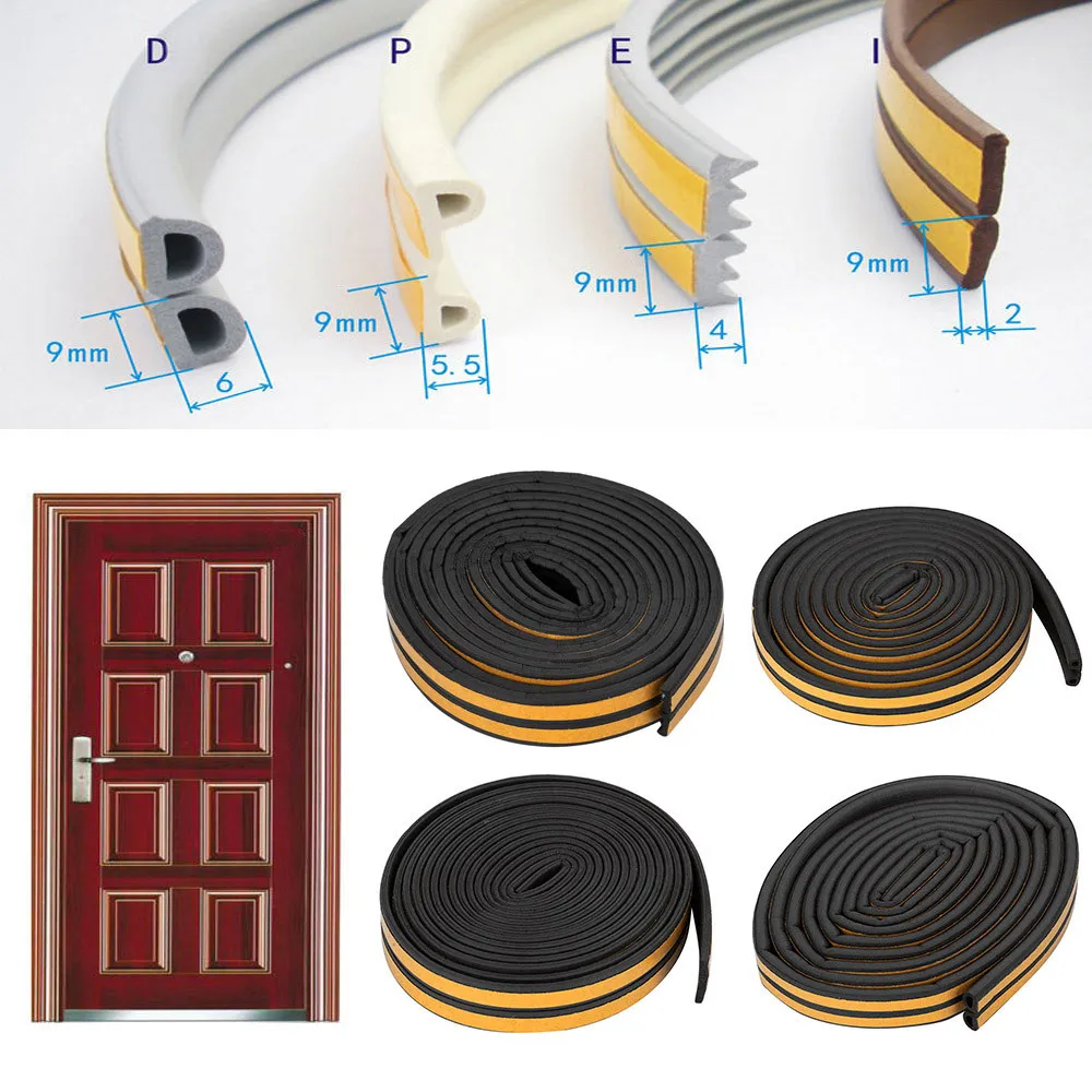 5M D/E/P/I Type Foam Weather Draught Excluder Self Adhesive Window Door Seal Strip Window Accessories Dusting Sealing Tape #5 afbeelding