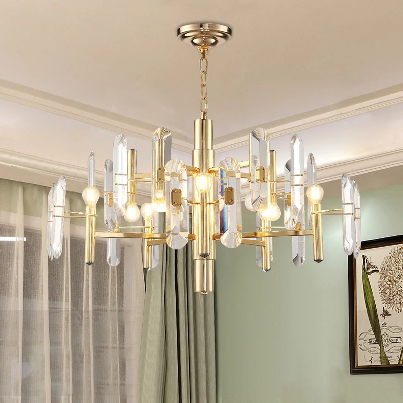 New LED modern crystal chandelier Nordic living room decoration luxury American gold villa lamps lustre cuisine