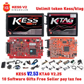 

KESSV2 V2.53 V5.017 EU Red ECU Manager Tuning Kit Tool KTAG V2.25 V7.020 4 LED Master Kess v2 LED BDM Frame KTAG ECU Programmer