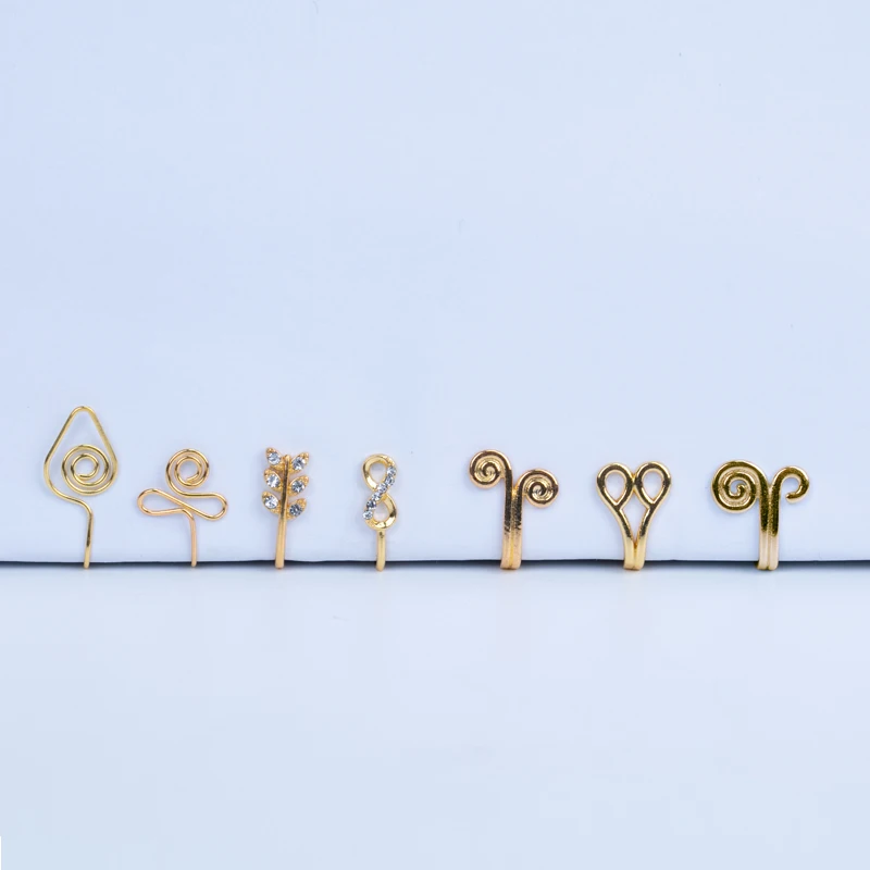 Fake Nose Piercing Ring Nose Cuff And Stud Jewelry Cooper Curve Shape Nose Clip Non Piercing Nose Ring Clip Ear Clip