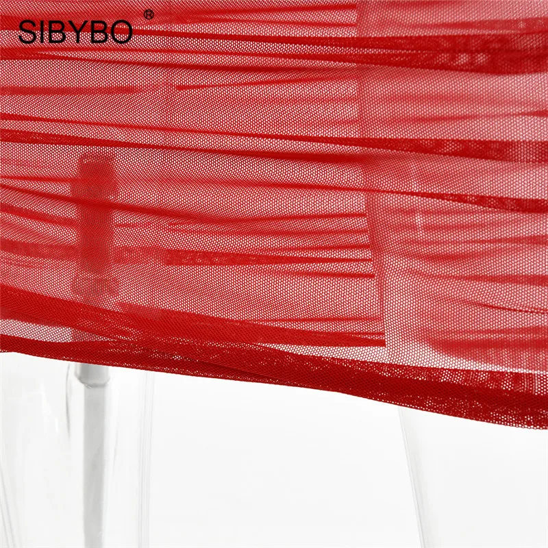 SIBYBO сетчатые прозрачные сексуальные юбки с высокой талией женские плиссированные обтягивающие длинная юбка-карандаш однотонная одежда для ночного клуба Женская юбка