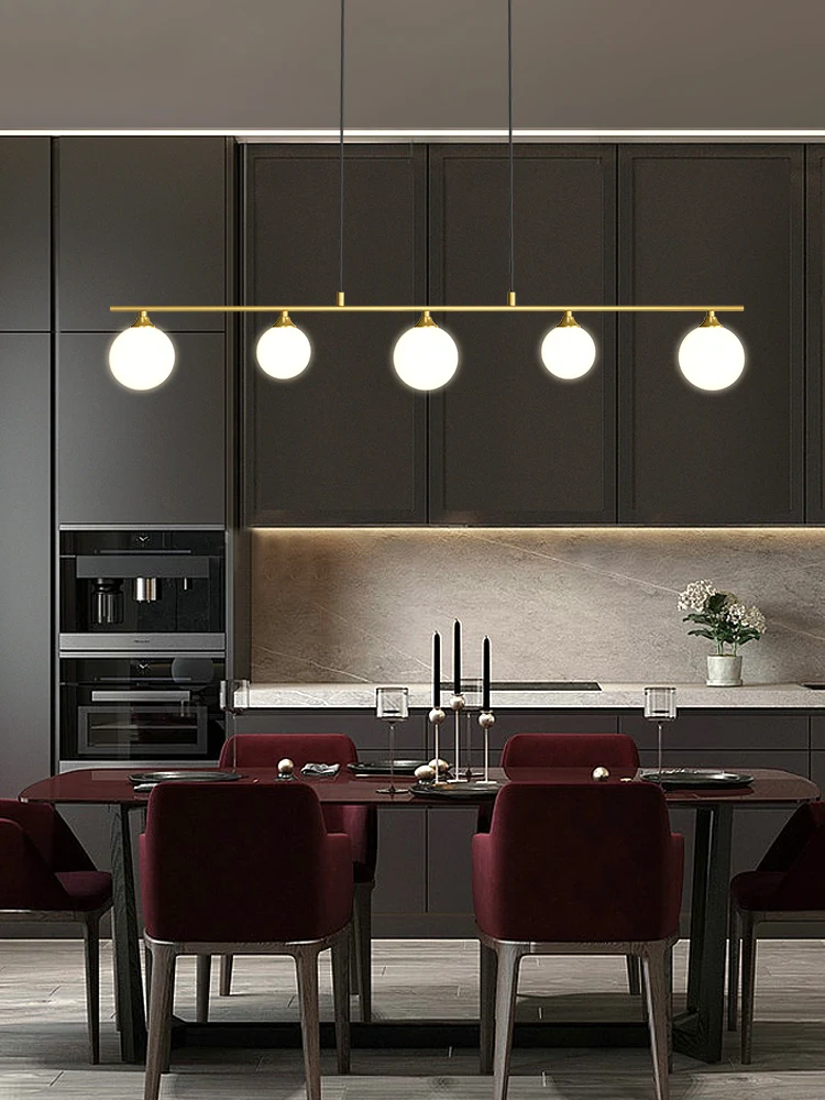 Modern Simple Golden/Black LED Chandelier kitchen Lighting Nordic Dining room Island Glass Ball Hanging lights