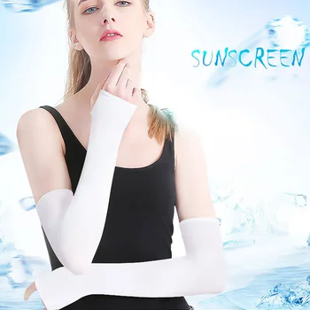 

1 Pair UV Protection Long Arm Sleeve Running Golf Cycling Soft Cooling Warmer Gloves for Adult -MX8