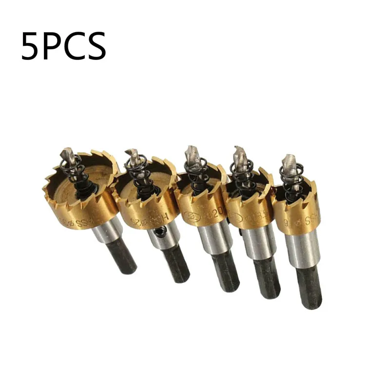 

5 PCS Carbide Tip HSS Drill Bit Saw Set Metal Wood Drilling Hole Cut Tool for Installing Locks 16/18.5/20/25/30mm Widely Use