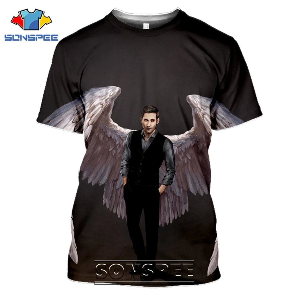SONSPEE T-shirts Lucifer Morningstar 3D Print Men Women Casual Fashion Hip Hop Short Sleeve Streetwear Devil Tees Tops Shirt (7)