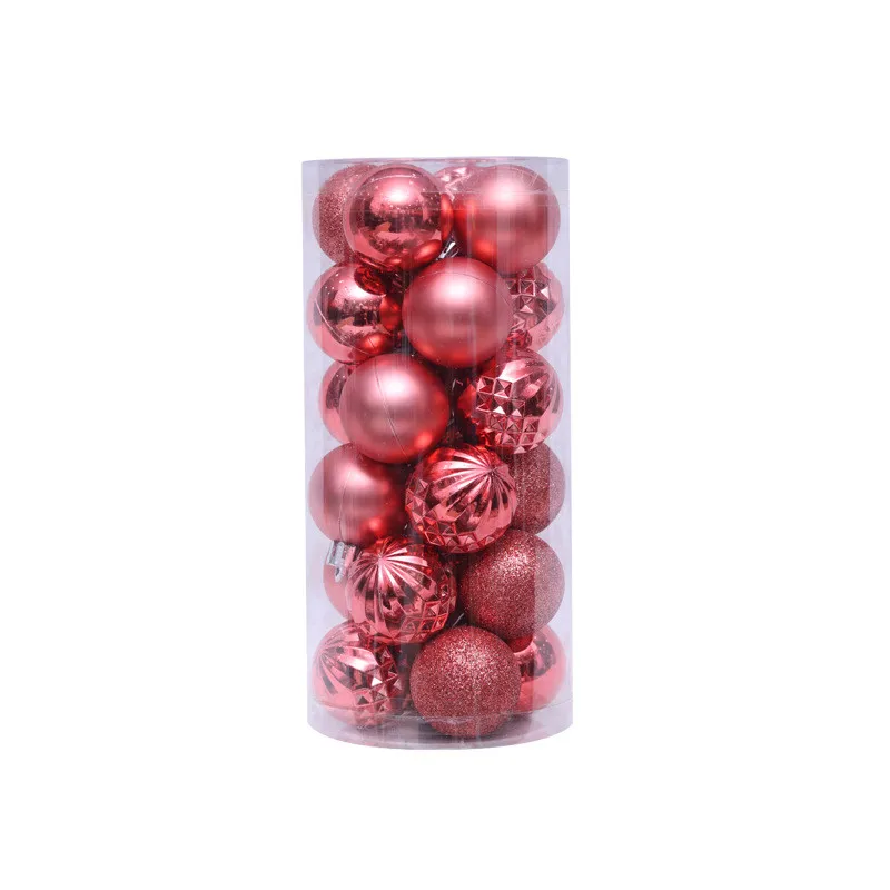 24PCS Christmas Tree Glitter Balls Bauble Hanging Decor Home Party Ornaments 4cm - Цвет: Coral Red