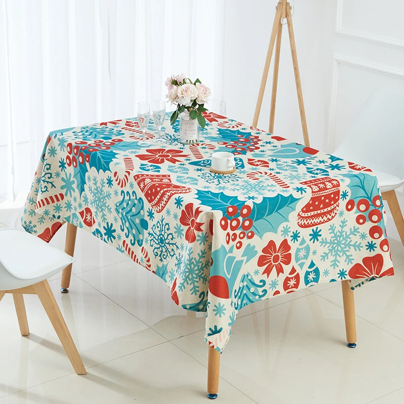  Customizable Xmas Tablecloth Christmas Table Mat for New Year Waterproof Table Covers Wedding Table