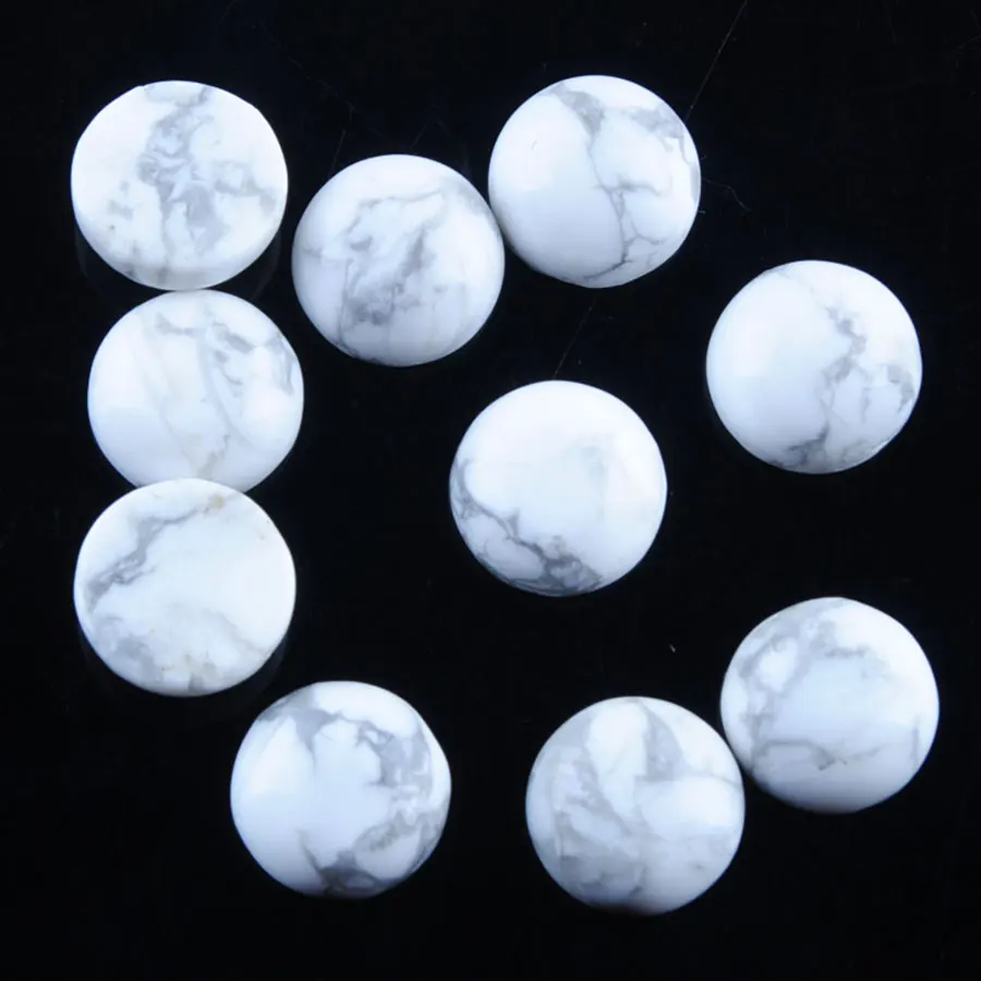 30PCS 8mm Round White Turquoises No Hole Cabochon CAB Natural Stone Flat Back Beads Accessories for Ring Jewelry Making QU3163 | Украшения