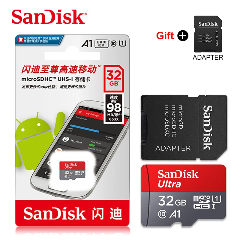 SanDisk Ultra Micro SD карта 200 ГБ 128 Гб 64 Гб карта памяти 32 Гб 16 Гб карта памяти A1 SDHC/SDXC TF карта класс 10 Флэш-карта