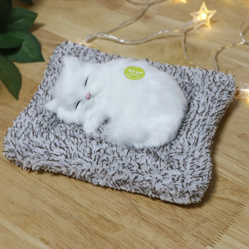 Mejor vendedor  Juguete suave bonito de gato durmiendo con sonido de simulación gatito Animal muñeca coche decoración de Navidad de regalo de cumpleaños para los niños 7WJoRNEoLkw