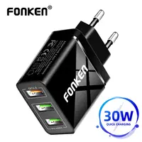 FONKEN USB Ladegerät Schnell Ladung 3,0 Schnelle Ladegerät 3 Port QC 3,0 QC 2,0 Lade für Telefon Mobile Tablet Multi wand Adapter