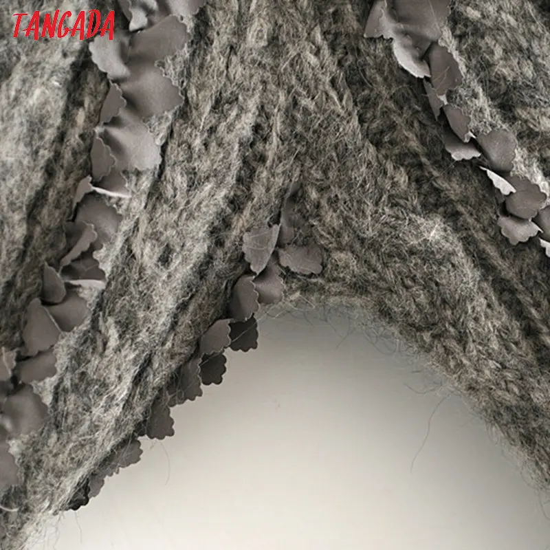 Tangada женский элегантный кардиган с оборками, винтажный джемпер, женский модный вязаный кардиган большого размера, пальто 3H360