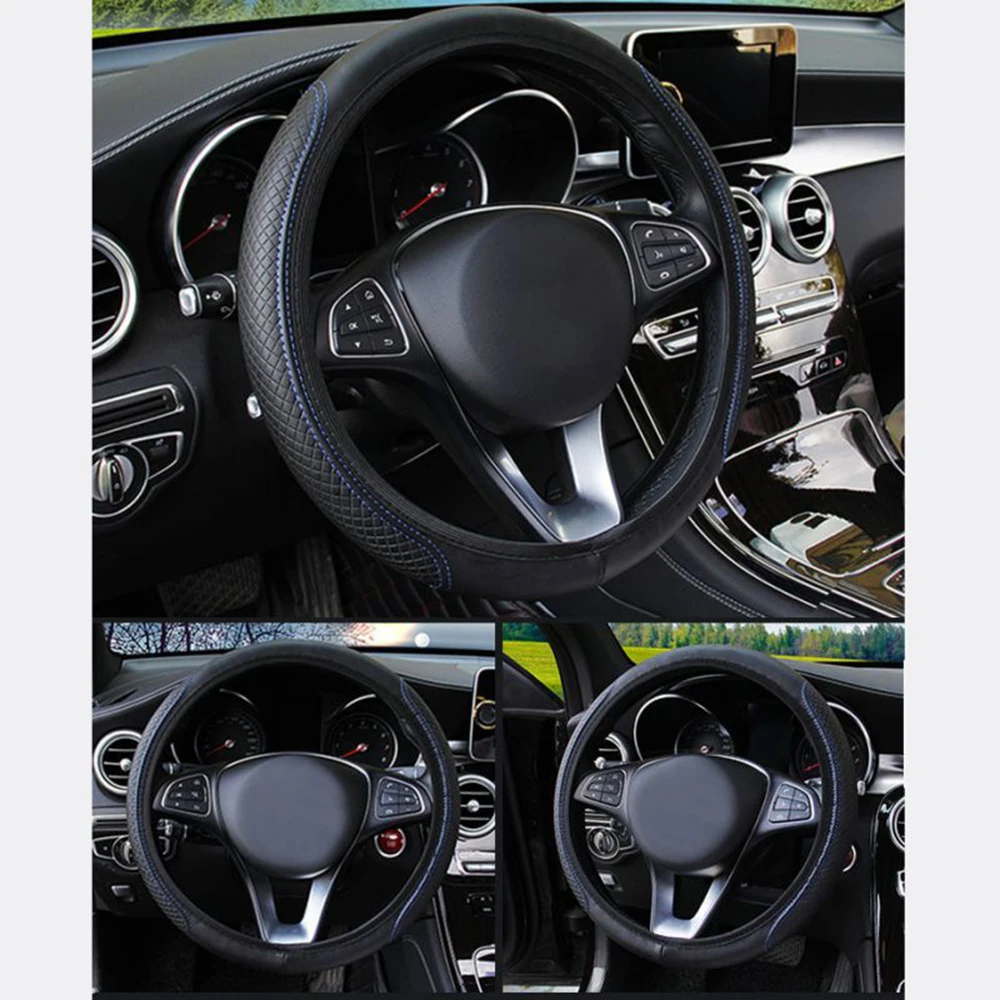 Universal Car Fiber skin Steering Wheel Cover Breathable Elasti Car Car Elastic Skid Proof Steering-wheel Covers Car Maintenance paint cleaner for car