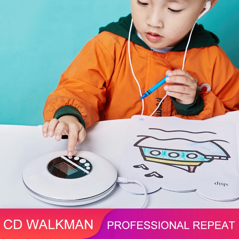 Portable CD Player Audio Music English Album Repeat Playback Anti-shock Ear Headphones MP3 LCD NEW