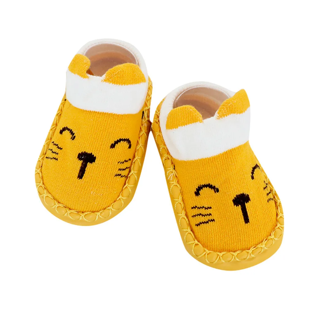 Yellow Носки с рисунком для новорожденных девочек и мальчиков нескользящие носки-тапочки, обувь зимние теплые короткие Носки с рисунком для новорожденных девочек и мальчиков - Цвет: Yellow