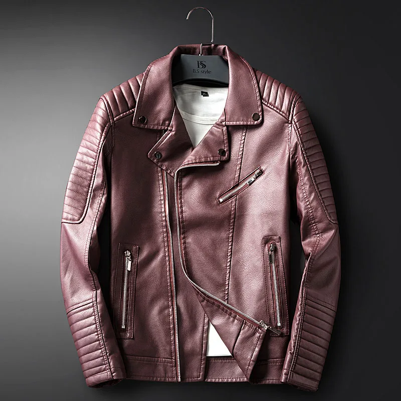 New Mens Stripe Leather Jacket Men Bomber Military Biker Jacket Pilot Motorcycle Jackets Men Leather Jacket Male Leather Coats - Цвет: Коричневый