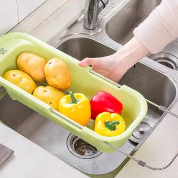 

Retractable draining vegetable washing basket Wall-mounted rectangular kitchen washing fruit washing vegetable basket