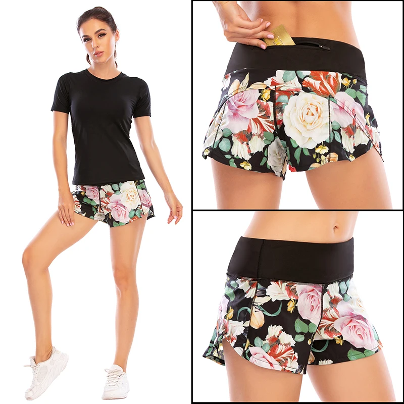 BLESSKISS 20Color Loose Sport Shorts Women Fit Training Gym Running Shorts For Ladies Printing Pocket Workout Yoga Shorts Wear