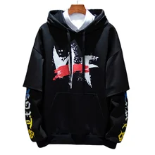 Мужская толстовка с капюшоном Осенняя Толстовка мешковатая с длинным рукавом повседневные толстовки хип-хоп размера плюс M-4XL уличная Мужская одежда, ZA274