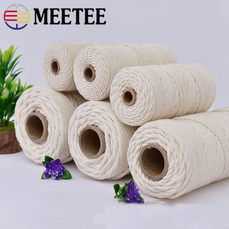 100M 1/2/3/4/5mm Cotton Cord Natural Beige Macrame Rope Twisted String Cords DIY Home Decorative Tapestries Knitting | Дом и сад