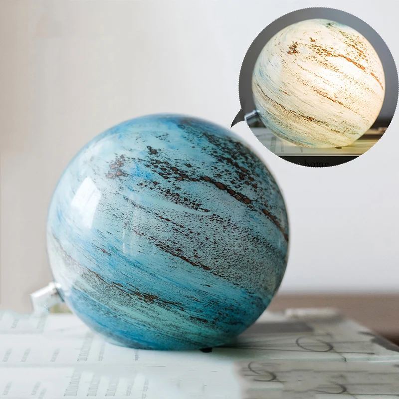 

Modern LED Table Lamp Shade Planet Glass Table Lamps for The Living Room Bedroom Dining Room Bedside Loft Desk Lamp Home Decor