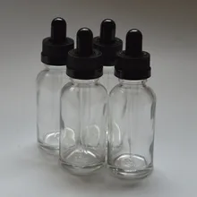 Прозрачная 30 мл стеклянная бутылка 1 унция бутылка с защитой от детей и стеклянные пипетки