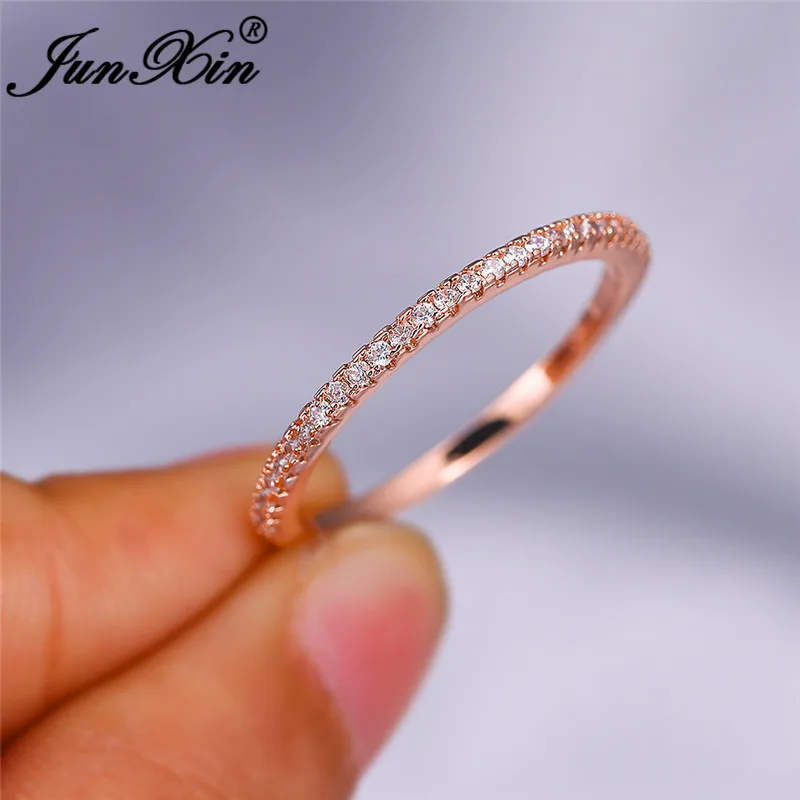 Stackable Single Row Thin Rings For Women 925 Silver Rose Gold Round Zircon Green Red Stone Wedding Stacking Ring Daily Jewelry