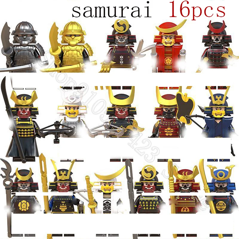 

WM6090 Samurai Japanese Ronin Action Figure Building Blocks Kids Toys For Children Anime Figures Head Warrior Helmet armor