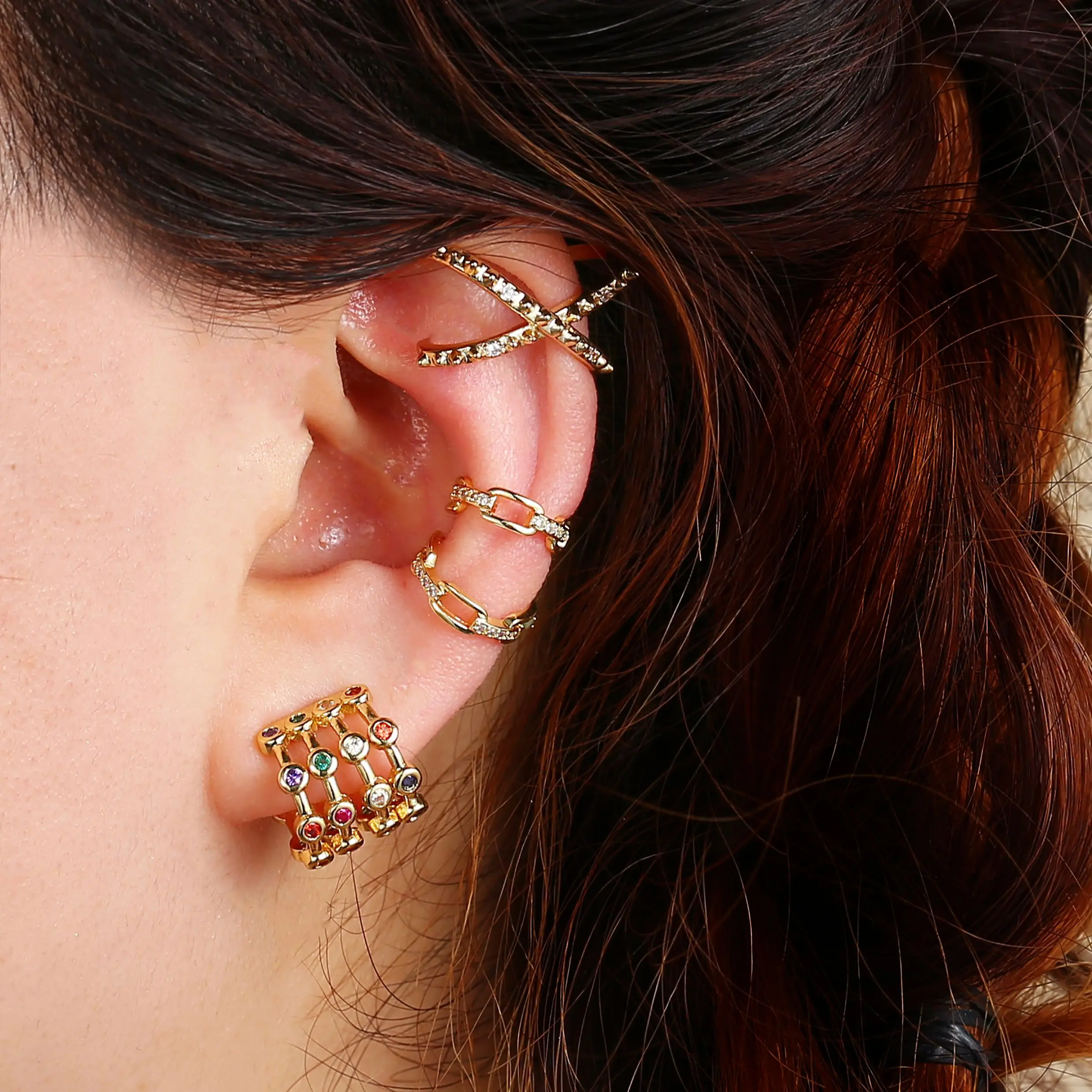 Micro Pave Color 3A++ Zircon Ear Bone Ear Clip s Fashion Exquisite Earrings For Woman Jewelry Party Gifts 1Pcs ear clip earrings clip earrings ear clip