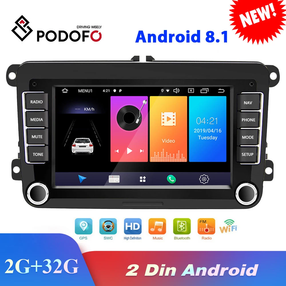Автомобильный мультимедийный плеер Podofo проигрыватель на Android 8 1 с GPS для