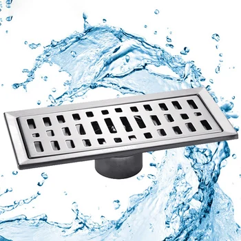 

Large-Traffic Stainless Steel Bathroom Shower Square Floor Waste Grate Sanitary 20Cm X10Cm Floor Drain