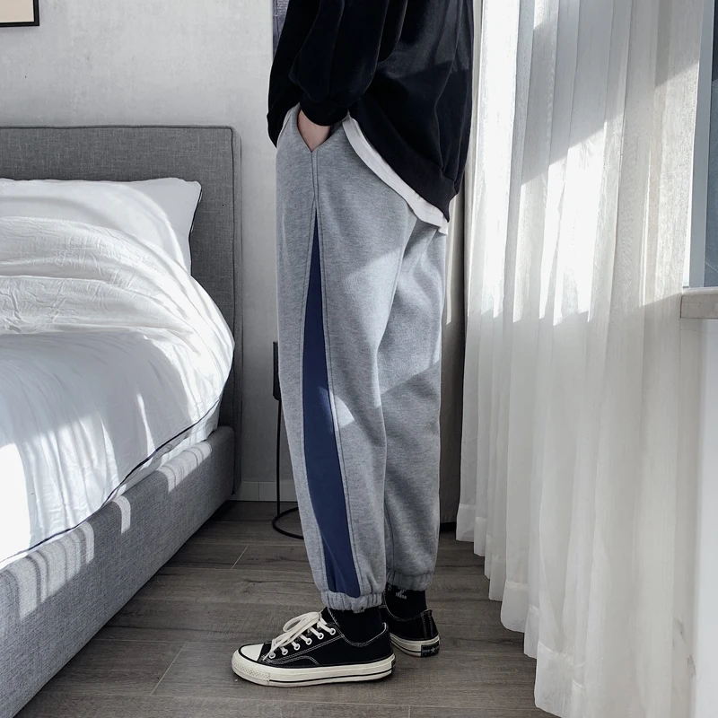 Winter Plus Velvet Thick Sweatpants Men s Fashion Hit Color Casual Joggers Pants Men Streetwear Hip 2