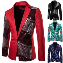 Для мужчин Рождественский костюм с пиджаком Для мужчин Slim Fit костюм с рождественским принтом, костюм, мужские блейзеры вечерние платье куртки Рождественский костюм