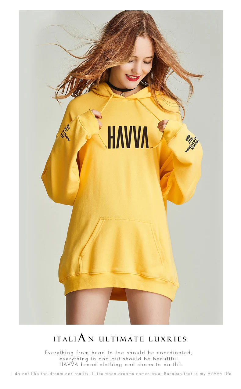 HAVVA autumn and winter new fashion hooded cotton pullover loose jumper women V31340