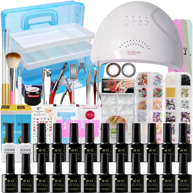 

Shop Nail Beauty Tool Set Full Set Beginners Nails Oily Glue Cat's Eye LED Light Treatment Device Manicure Set