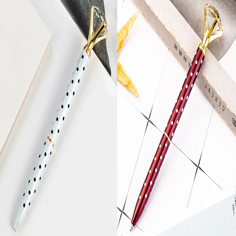 

2Pcs Large metal ballpoint pen with diamonds,Crystal Ball Pens, Color Ballpoint Pen for Girl,School &Office Pens, Stationery