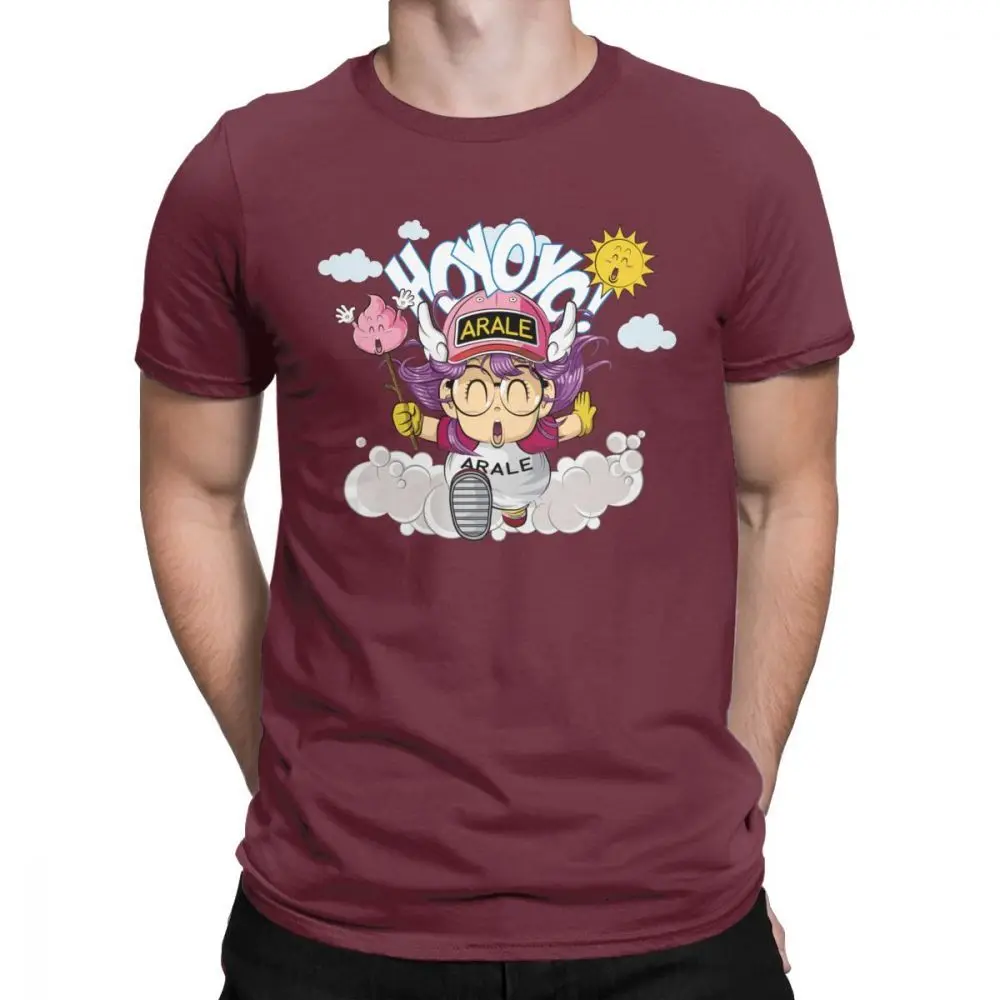 Tyburn Arale футболки для мужчин Dr Slump Toriyama Аниме Манга 90s милый робот 80s винтажные футболки из чистого хлопка с коротким рукавом идея подарка - Цвет: Burgundy