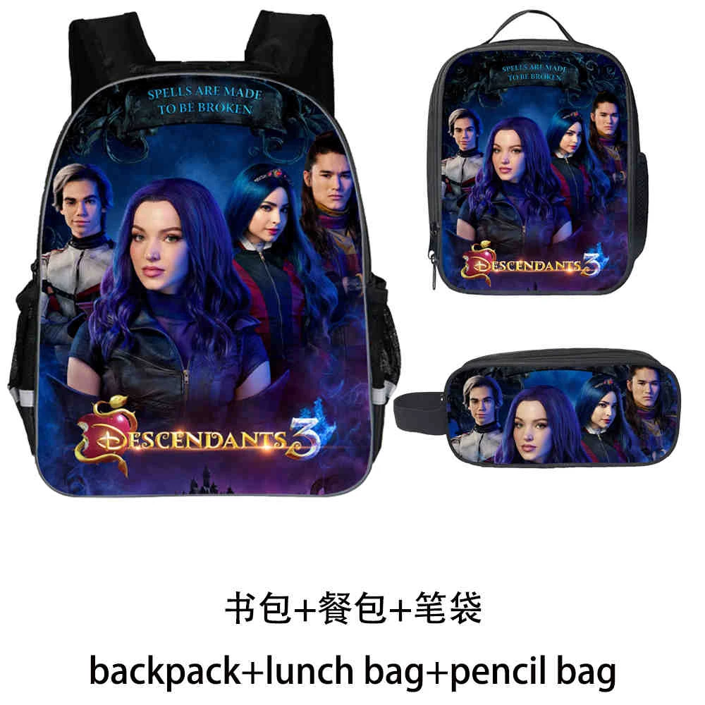 Disney de los descendientes para adolescentes, niños y niñas, bolsa escolar estudiantes adolescentes, de viaje personalizada, 3 unids/set por juego|Mochilas| - AliExpress