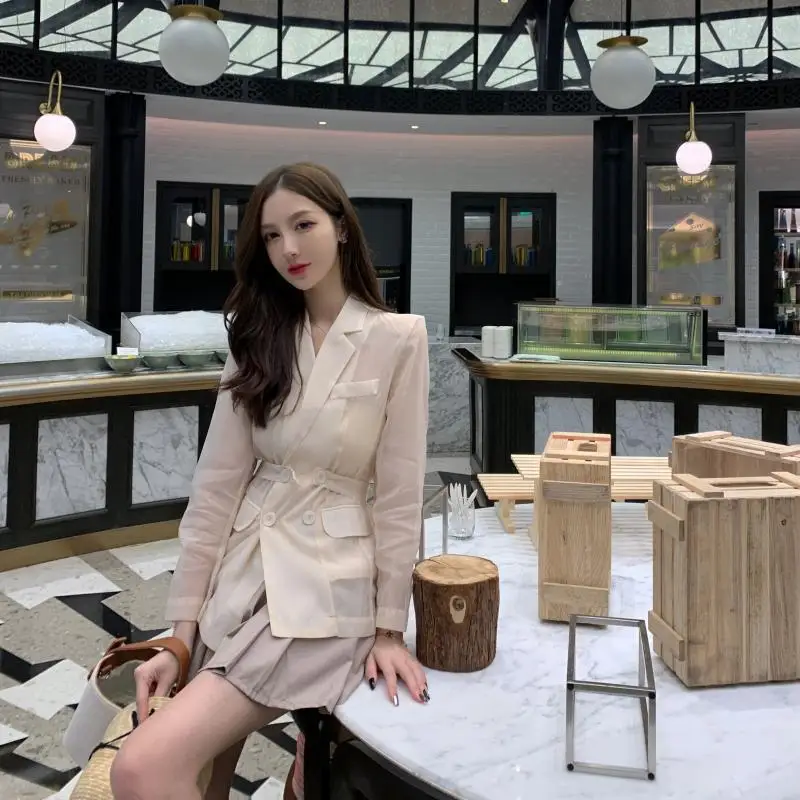 

2019 Summer New Style Korean-style CHIC Waist Hugging Slimming Suit Jacket Women's Loose-Fit Thin Suit Sun-resistant Tops