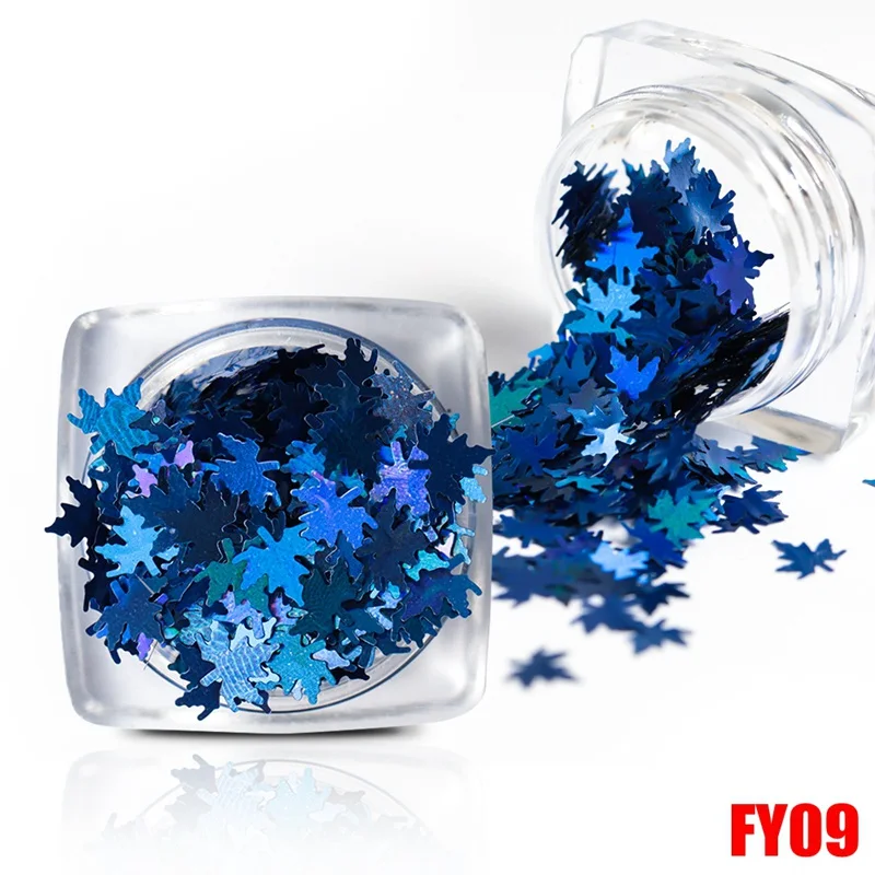 FY09 1 банка X'mas кленовые листья ногтей блестящая голографическая Лазерная Хамелеон блестки ариловые Блестки для ногтей Наклейки Маникюр Советы FY - Цвет: FY09